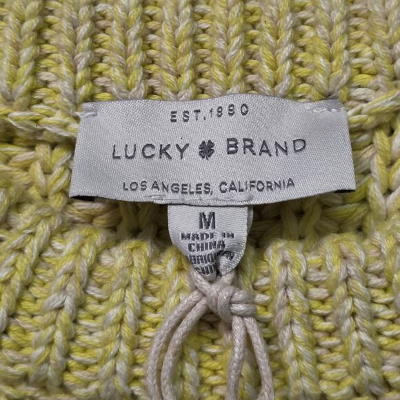 Lucky Brand Pullover Sweater Women M Lemonade Cotton Cable Knit - Picture 3 of 7